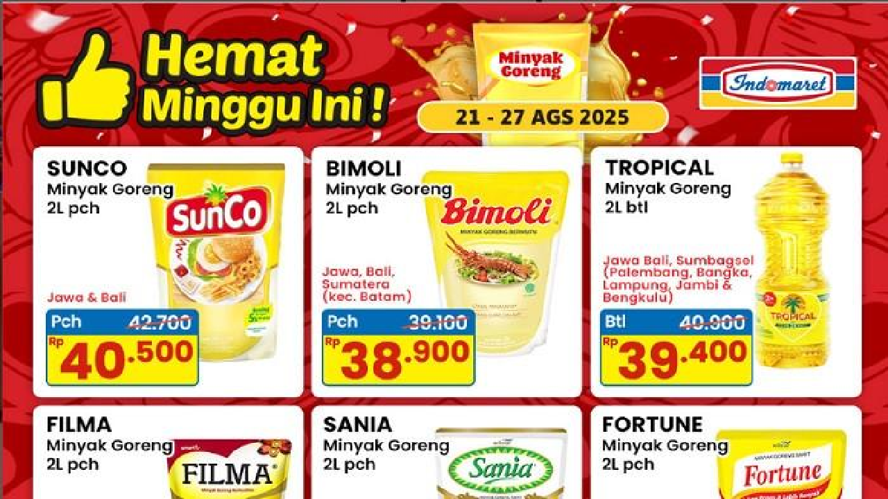 Promo Menarik Indomaret 25 Agustus 2025: Bisa Dapat Minyak Goreng 2L Rp37.000an!