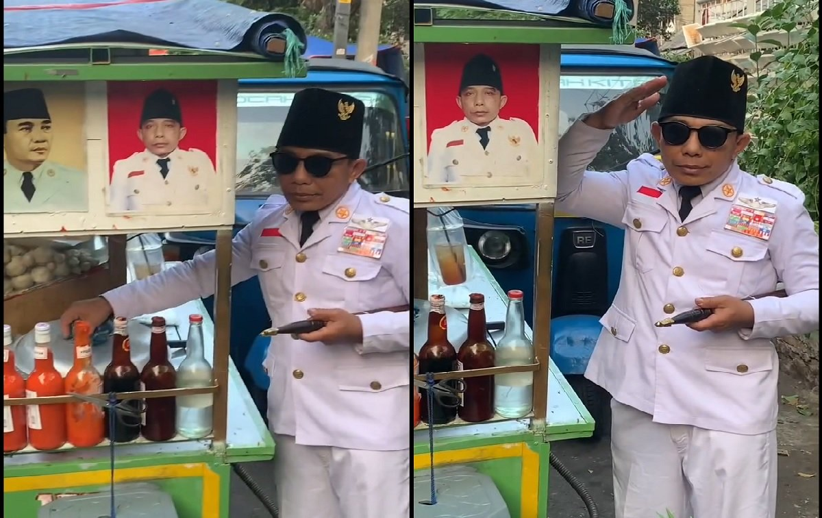 Beda Dari yang Lain, Penjual Bakso Ini Viral Karena Bergaya Ala Presiden Soekarno