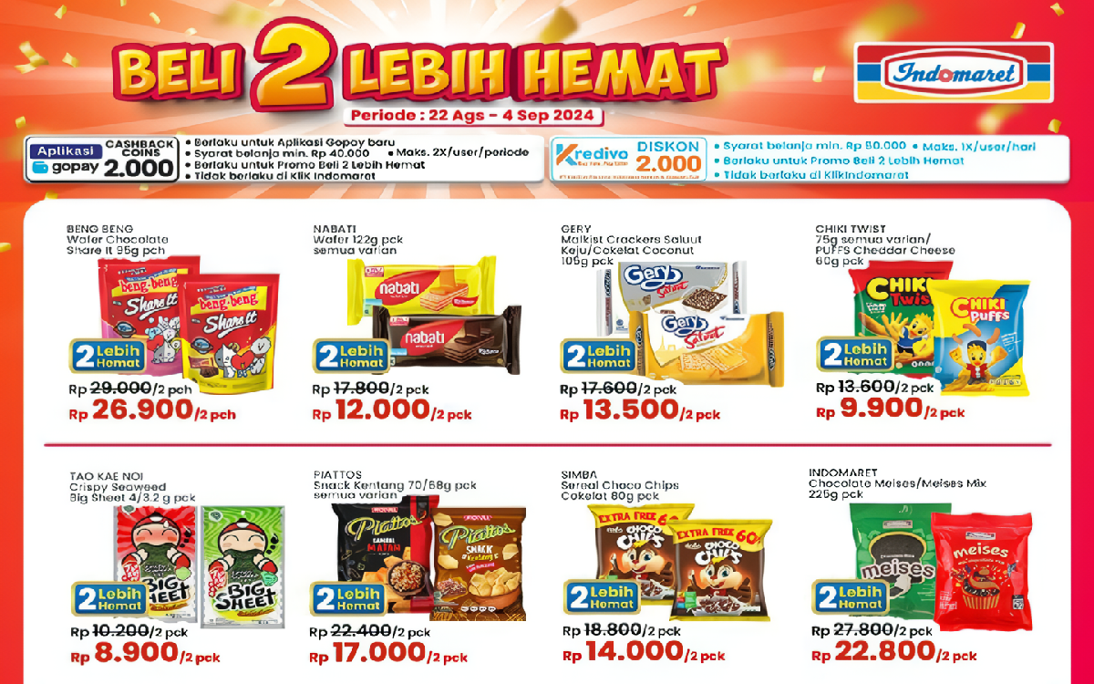 Cek Promo Indomaret 'Beli 2 Lebih Hemat', Mulai dari Camilan Hingga Kebutuhan Pribadi