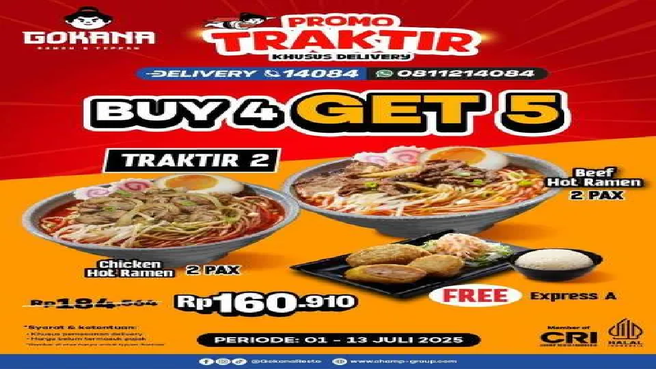 Promo Spesial Gokana Bertajuk 'Traktir': Paket Buy 4 Get 5, Lengkapi Syarat Ini!