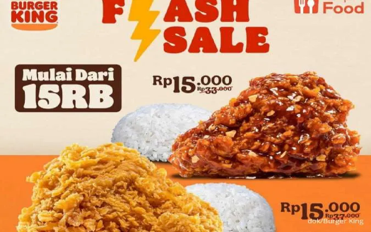 Promo Flash Sale Burger King Aktif Sampai 31 Agustus 2024:  Makan Ayam Cuma Rp 15 Ribuan