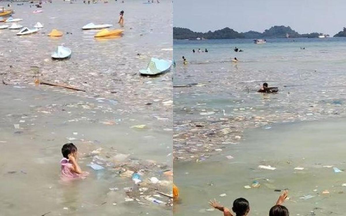 Jorok! Pengunjung Pantai Renang di Kelilingi Sampah: Padahal Tiket Masuk Mahal