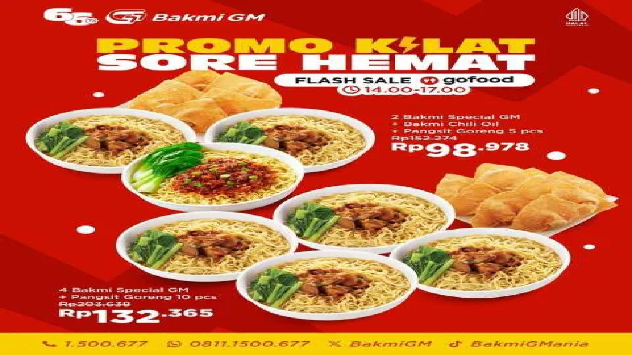 Serbu Sekarang Promo Kilat Sore Hemat Bakmi GM Juli 2025 Via GoFood, Aktif Sampai 31 Juli 2025