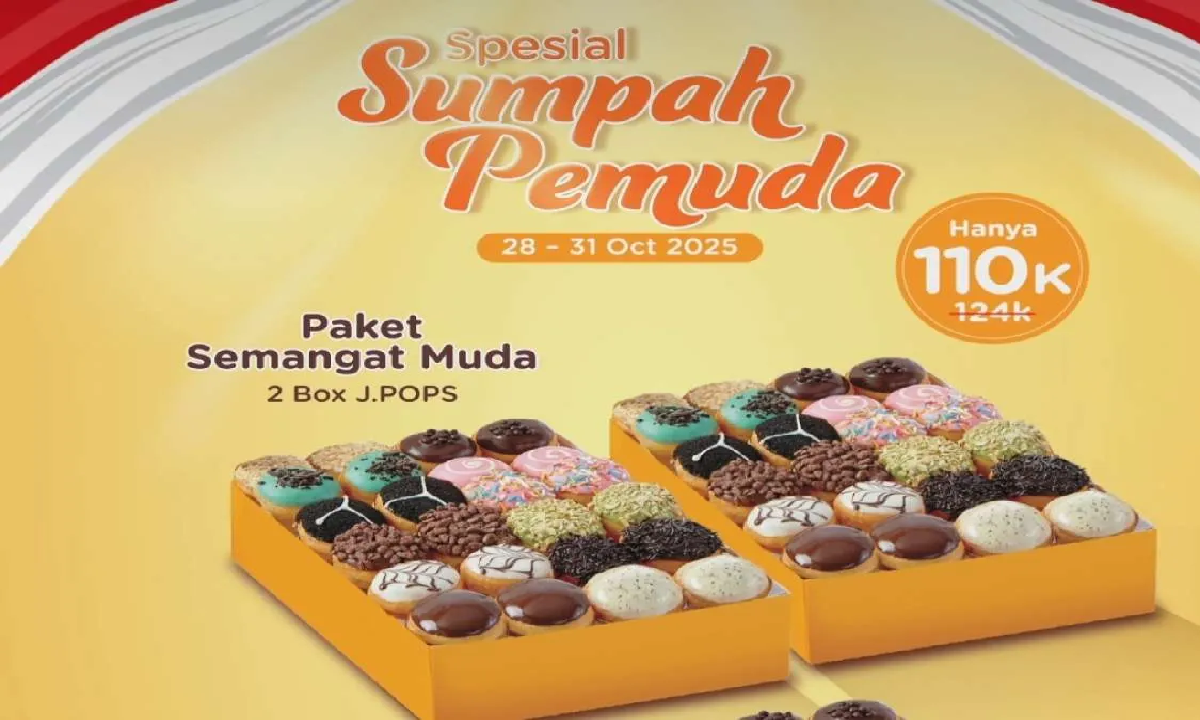 Promo Terbaru JCO Spesial Hari Sumpah Pemuda 28-31 Oktober: 2 Paket Hemat Donut Favorit Harga Spesial