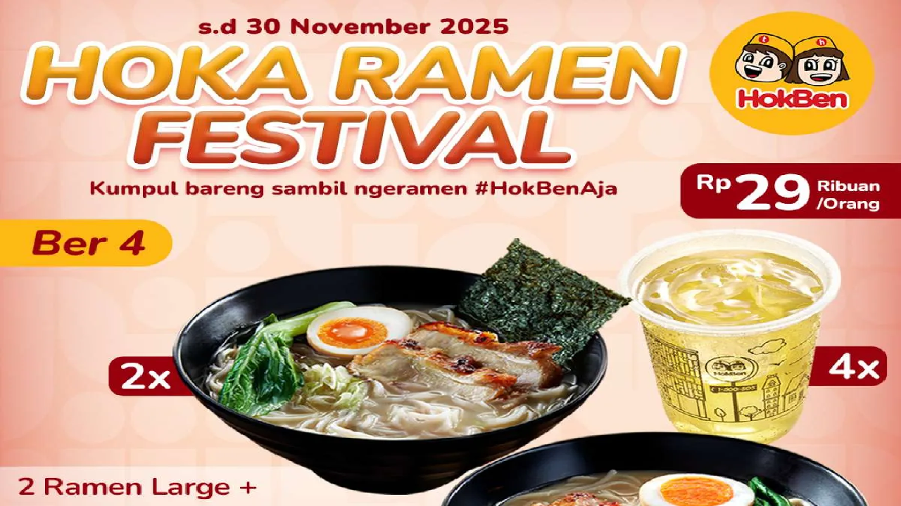 Promo Ramen Hokben November 2025: Ngeramen Rame-rame Cuma Rp29.000an