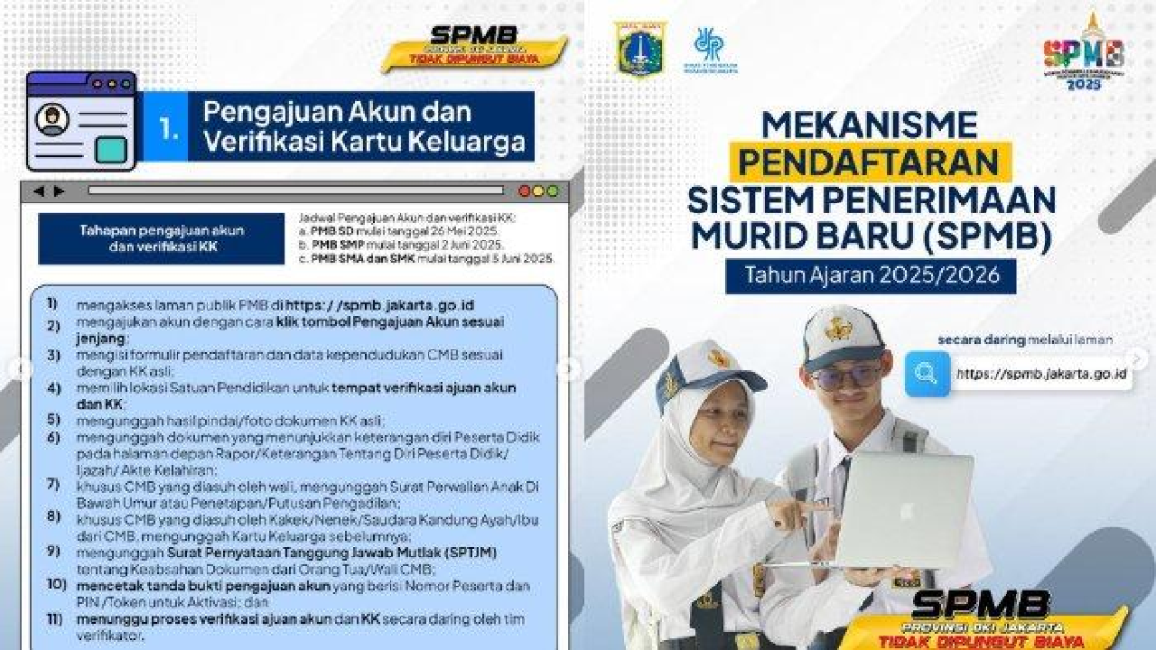 Mulai Dibuka Hari Ini, Berikut Link Pendaftaran dan Tata Cara Pendaftaran SPMB Jakarta 2025