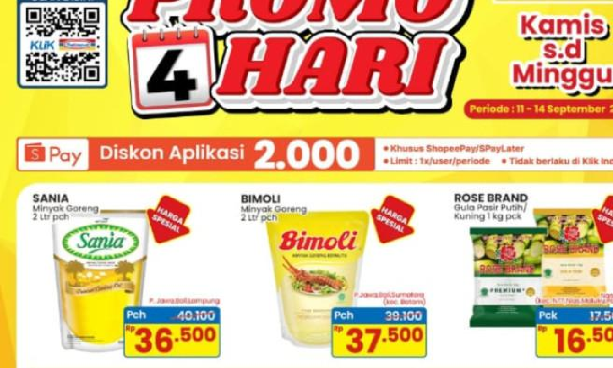 Daftar Promo JSM Indomaret 12-14 September 2025: Minyak Goreng Sania 2L Rp36.500