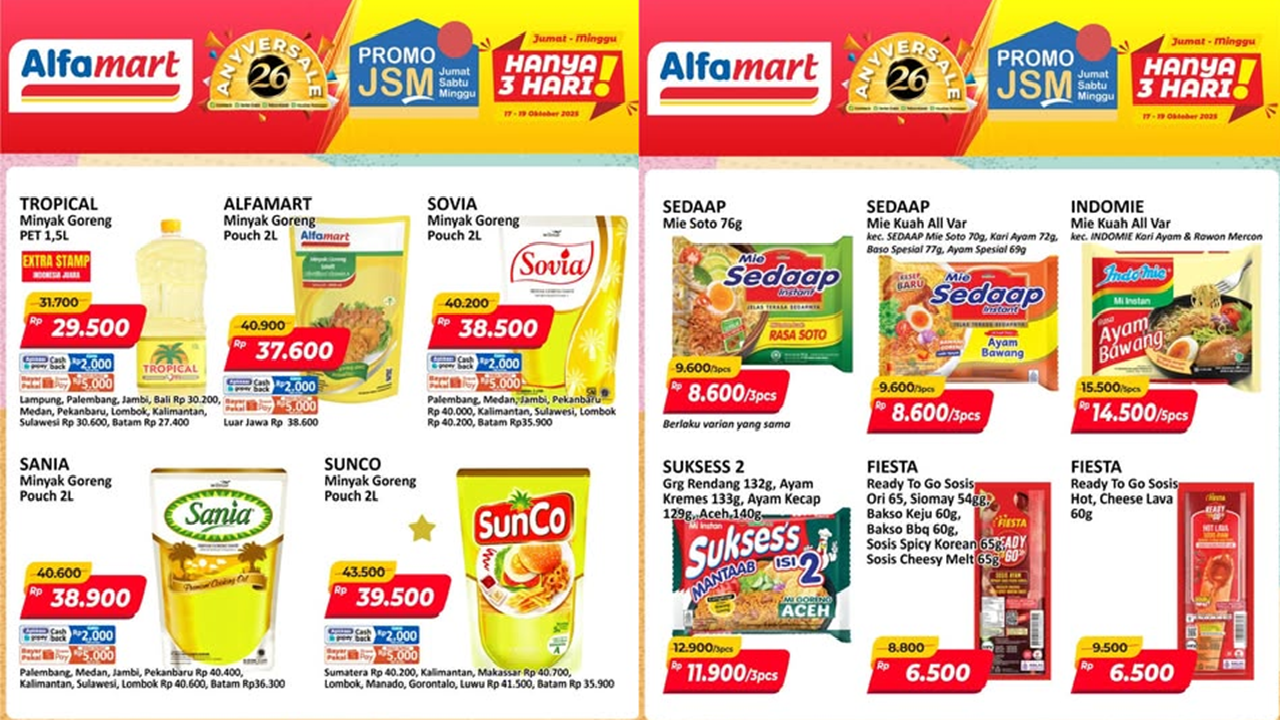 Promo JSM Alfamart Terbaru 18-19 Oktober 2025: Minyak Goreng Cuma Rp29.000an!