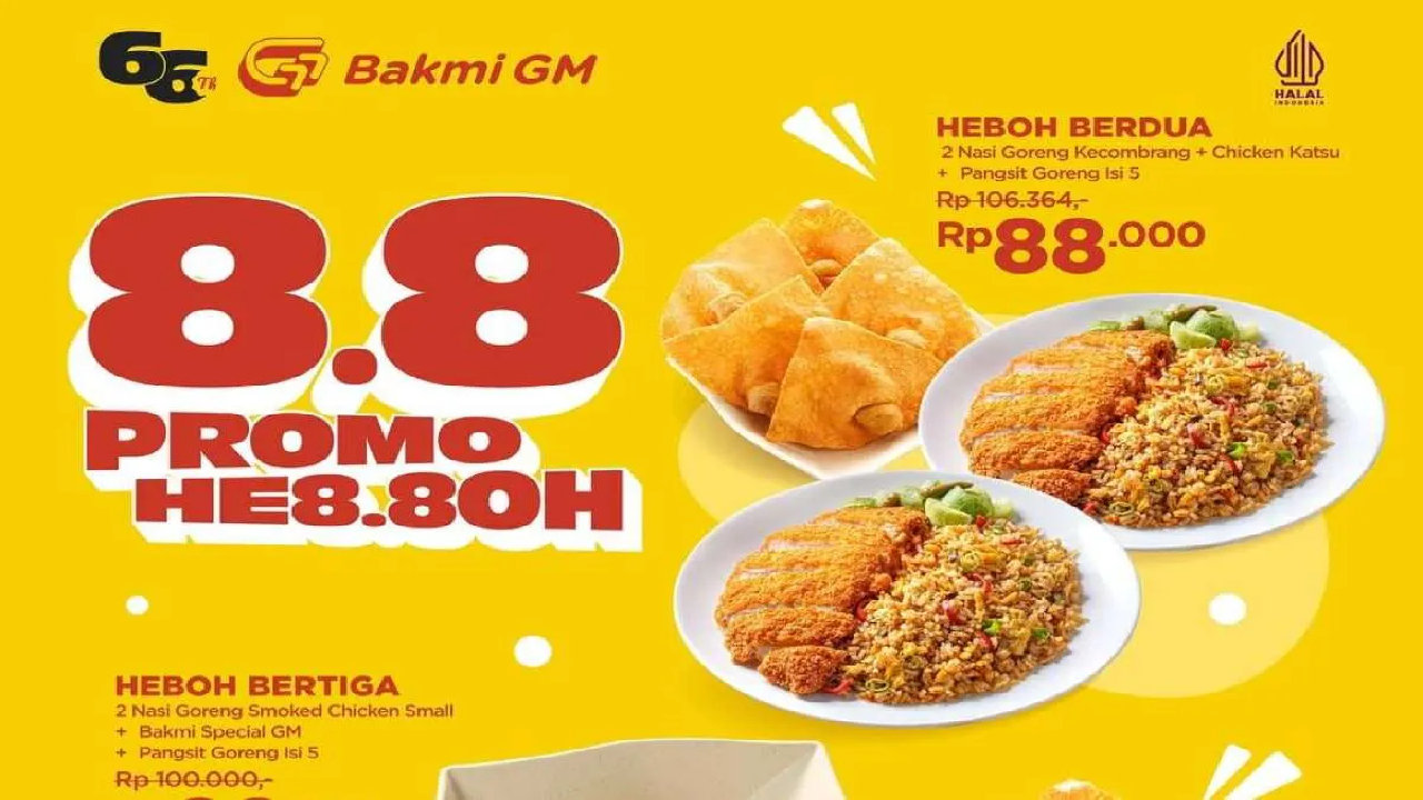 Promo HE8.8OH Bakmi GM: Makan Berdua atau Bertiga Serba Rp 88.000