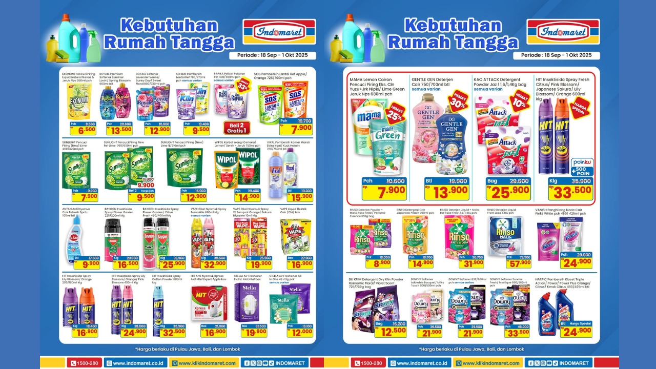 MURAH! Promo Indomaret Berlaku Hingga 5 Oktober 2025: Sabun Pencuci Piring Cuma Rp7.000an