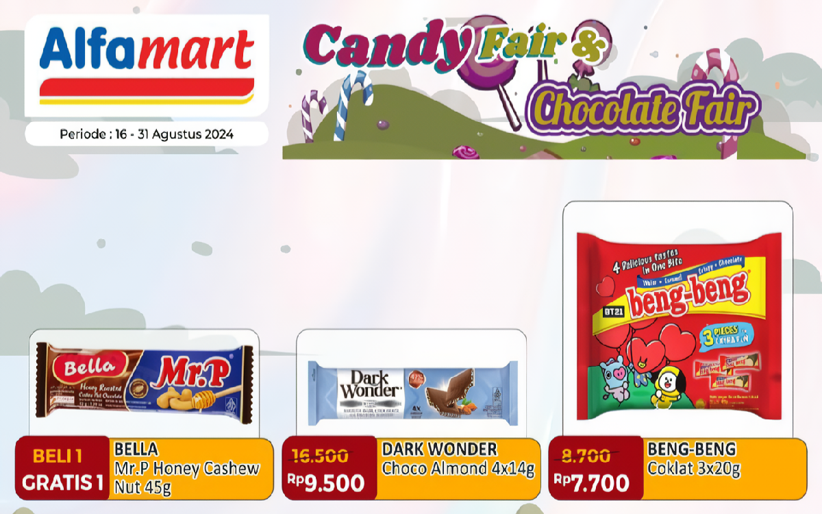 Pecinta Camilan Manis Merapat! Promo 'Candy Fair & Chocolate Fair' Alfamart Periode Agustus 2024 Kembali Hadir