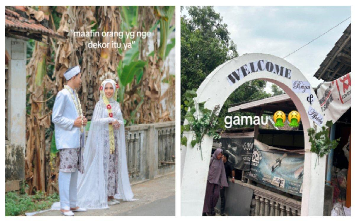 Viral Pengantin Curhat Hasil Dekor Nikahannya, Warganet: Bagusan Gapura 17an!