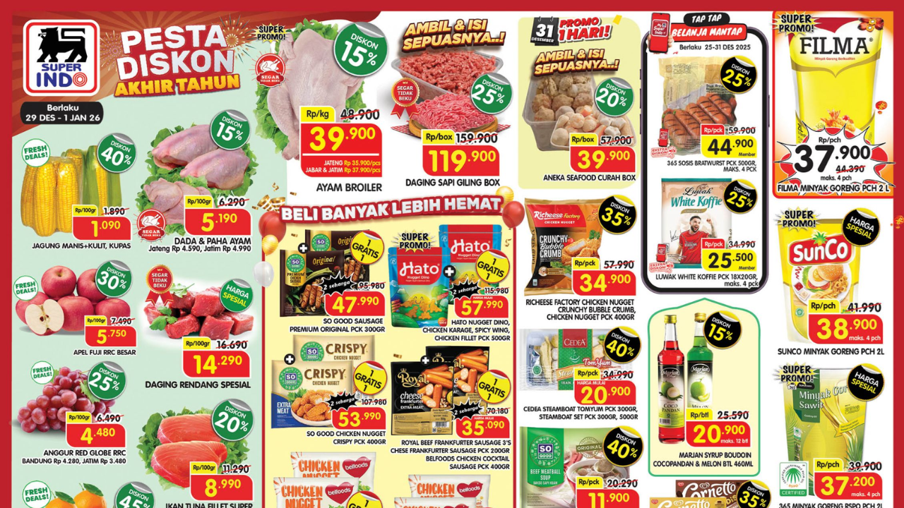 Promo Superindo Terbaru: Buy 1 Get 1 Sosis So Good untuk Tahun Baru 2026