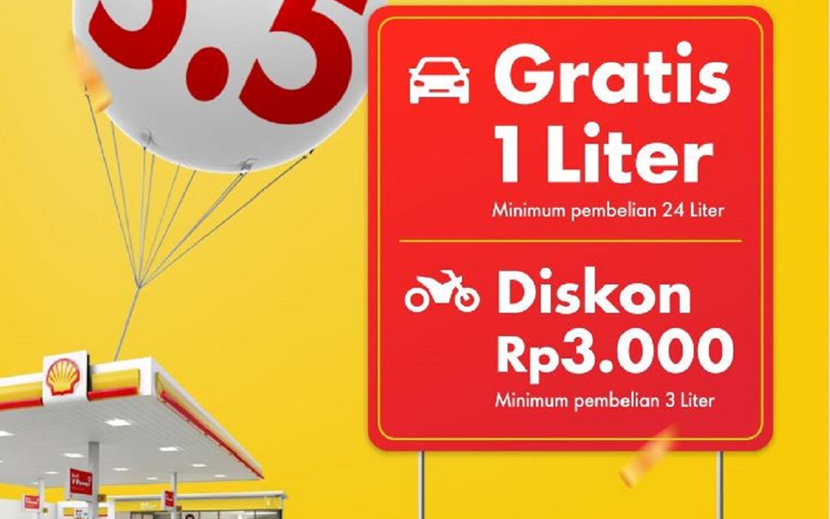 Promo Spesial 5.5 Shell Indonesia untuk Pengguna Mobil dan Motor, Gratis dan Diskon Bensin Bisa Kamu Dapatkan!