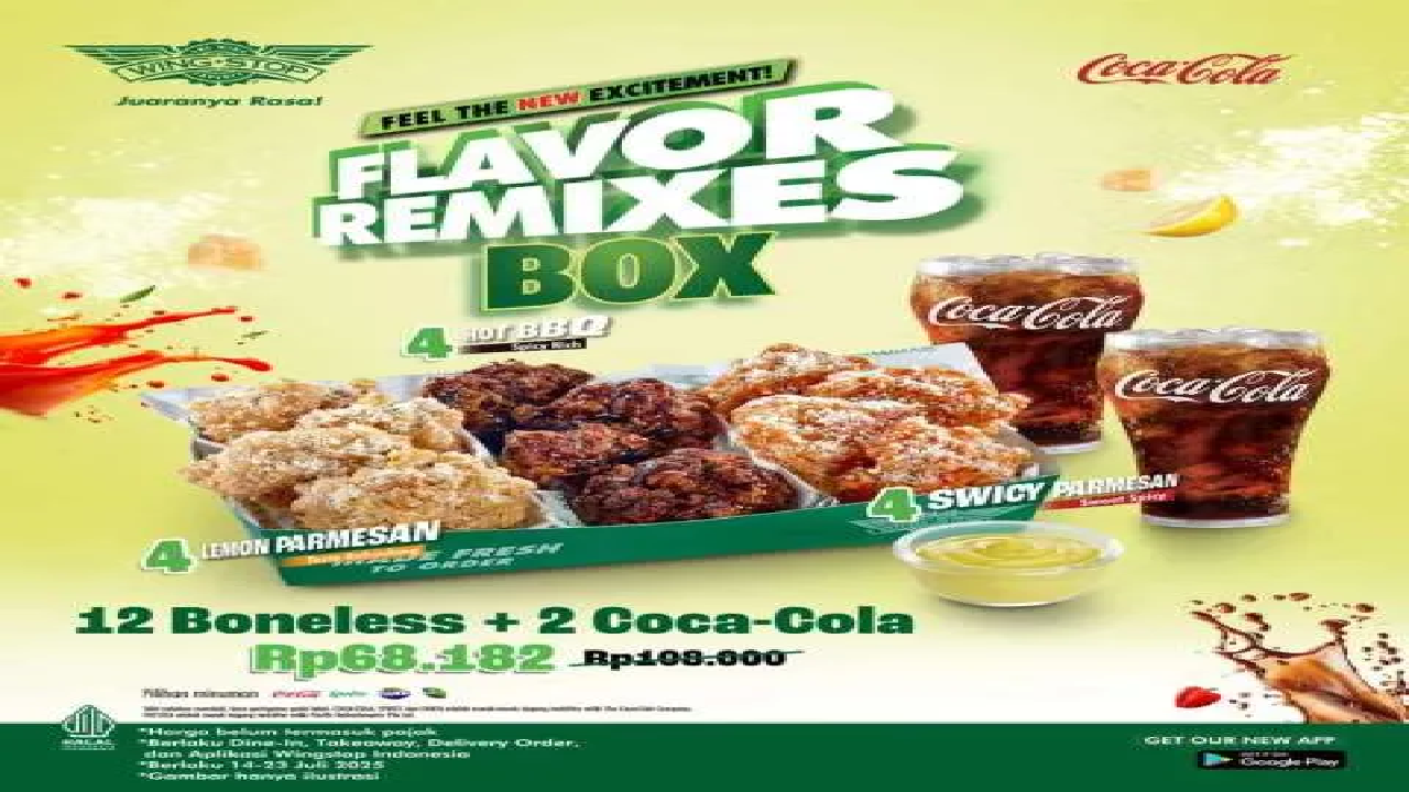 Wingstop Berikan Promo Flavor Remixes Box: 12 Boneless Tambah 2 Minum Cuma Rp 68.000an
