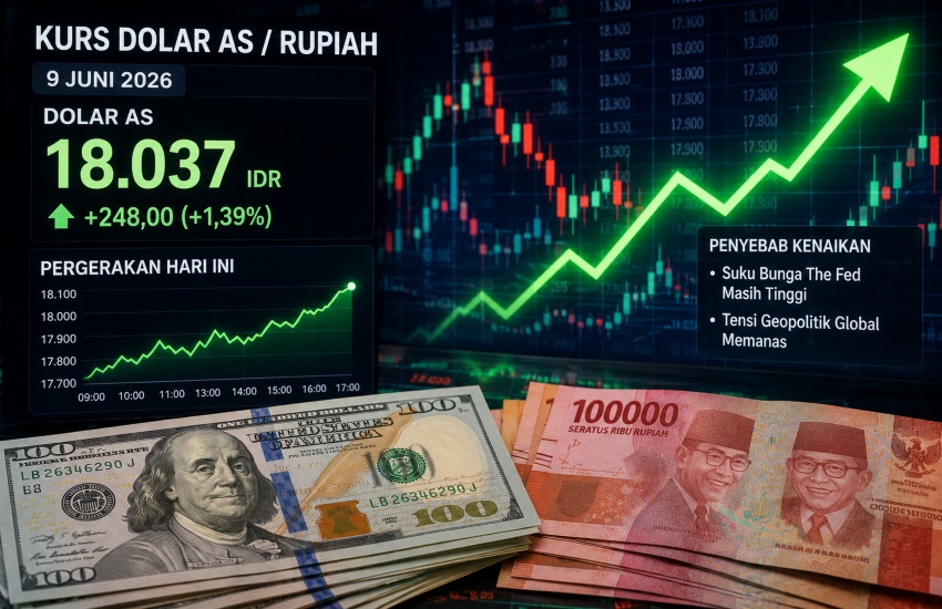 Dolar AS Naik Hari Ini 9 Juni 2026, Simak Penyebab dan Dampaknya bagi Rupiah