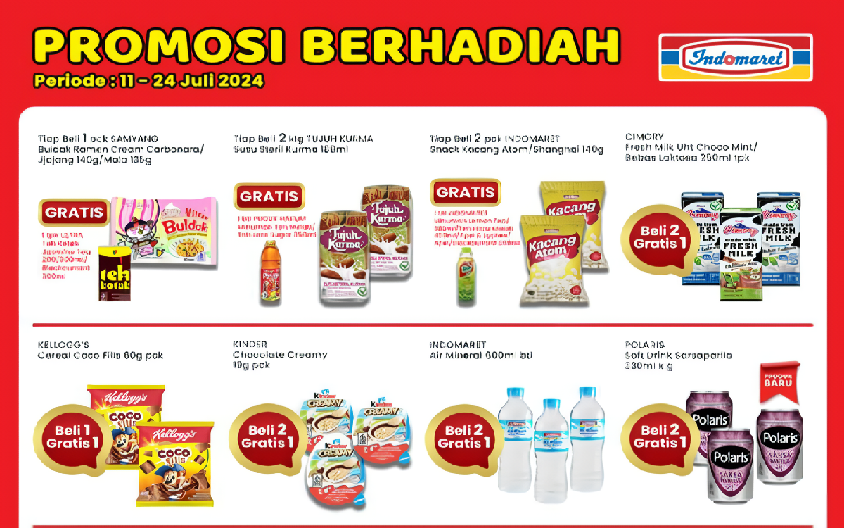 Serbu Promosi Berhadiah Indomaret, Ada Banyak Produk Gratis yang Bisa Didapatkan!