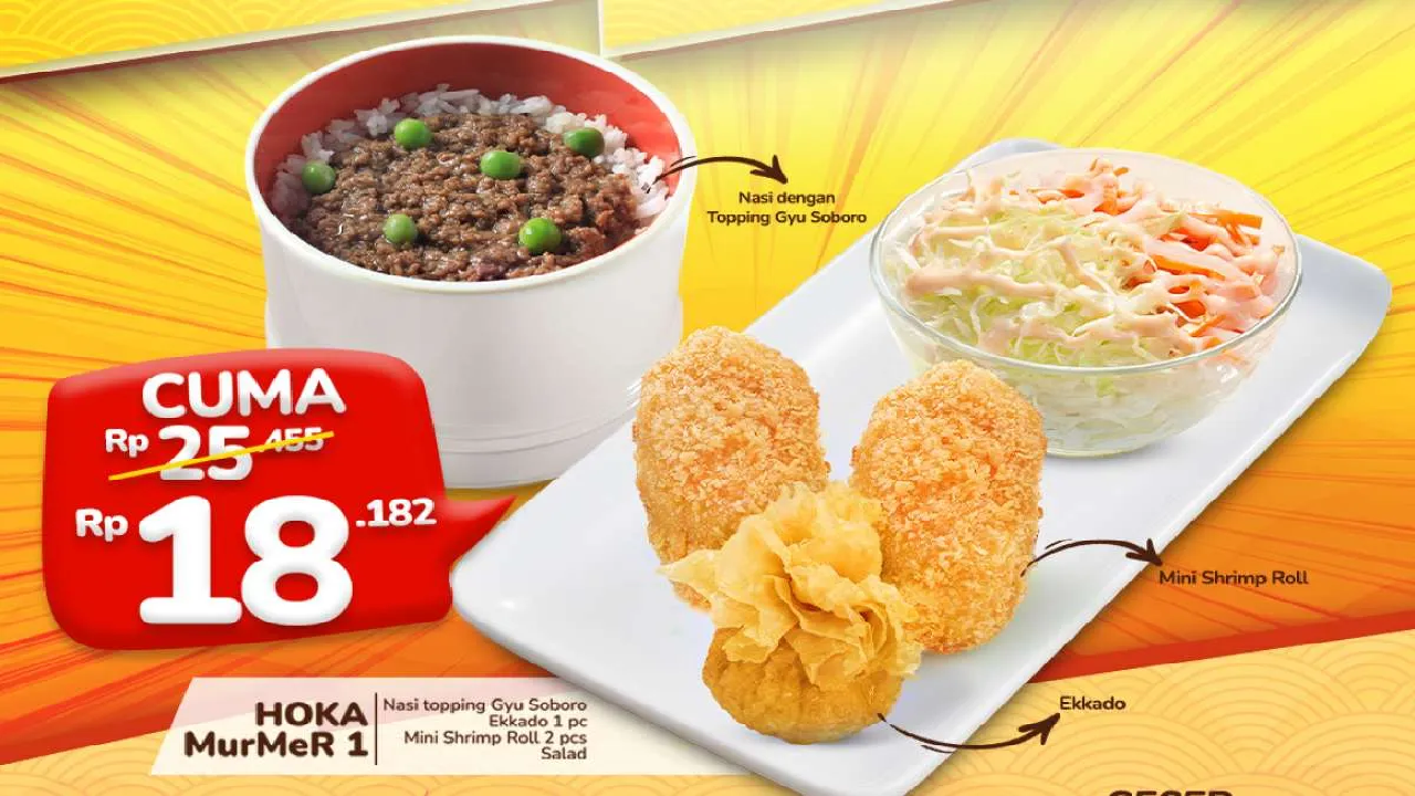Promo Khusus Senin-Jumat Hokben: 4 Pilihan Paket Menu Serba Rp 18.000an