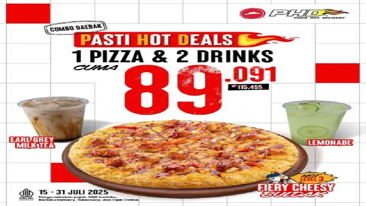 Sikat Habis! Hadir Promo PHD Beli 1 Pizza Plus 2 Minuman Cuma Rp 89.000an