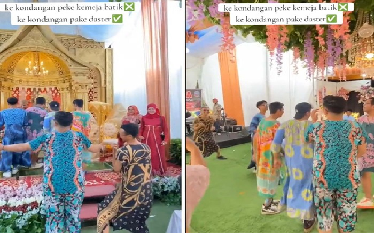 Kocak! Viral Pria Datang Kondangan Pakai Daster Emak-emak: 'Harus Gila Buat Menghibur'