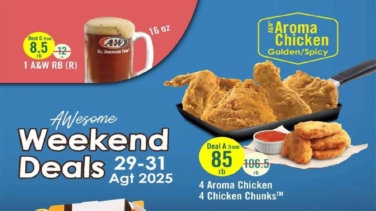 Promo A&W Spesial Weekend 30-31 Agustus 2025: 4 Ayam + 4 Chicken Chunks Mulai Rp 85.000