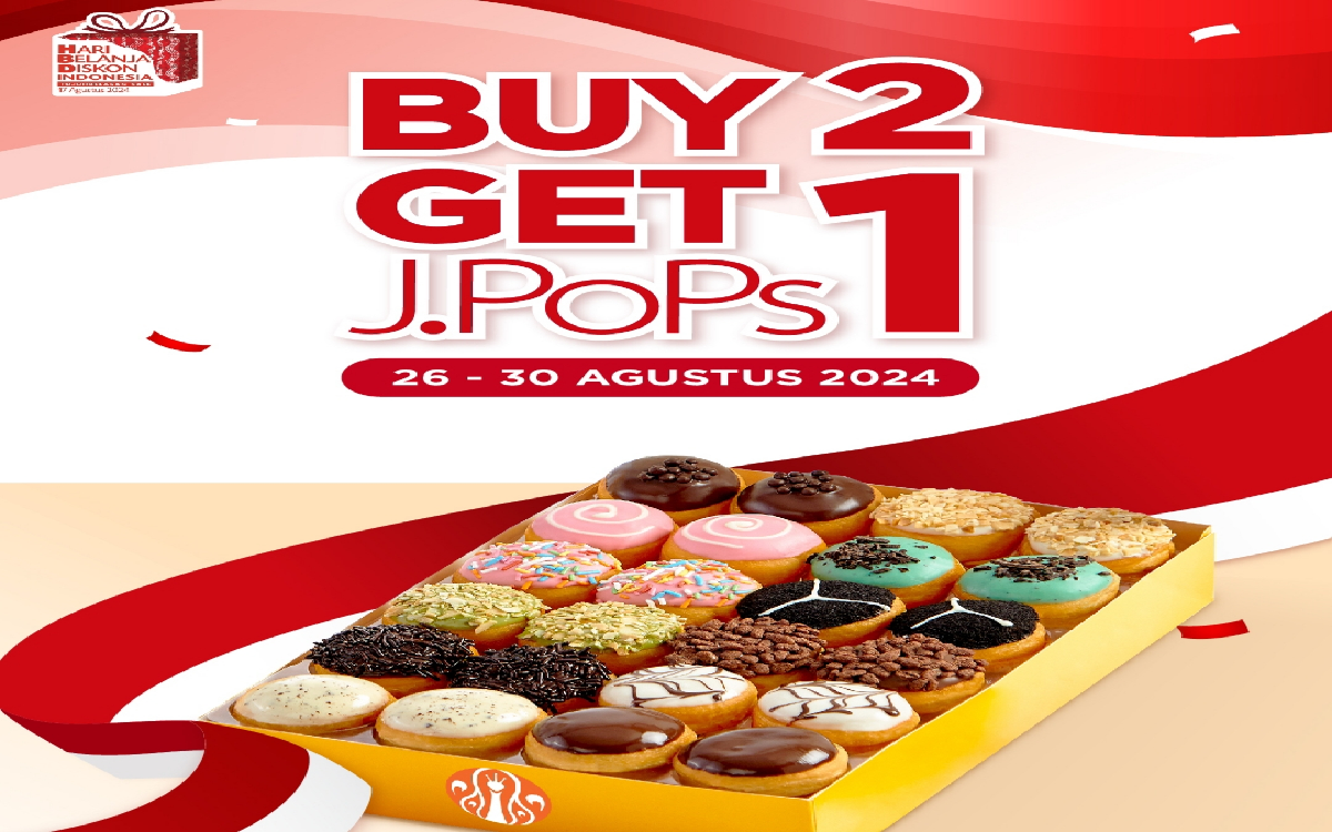 Jco Berikan Promo Aktif Sampai 30 Agustus 2024, Buy 2 Get 1 JPops Donut Mini Aneka Rasa