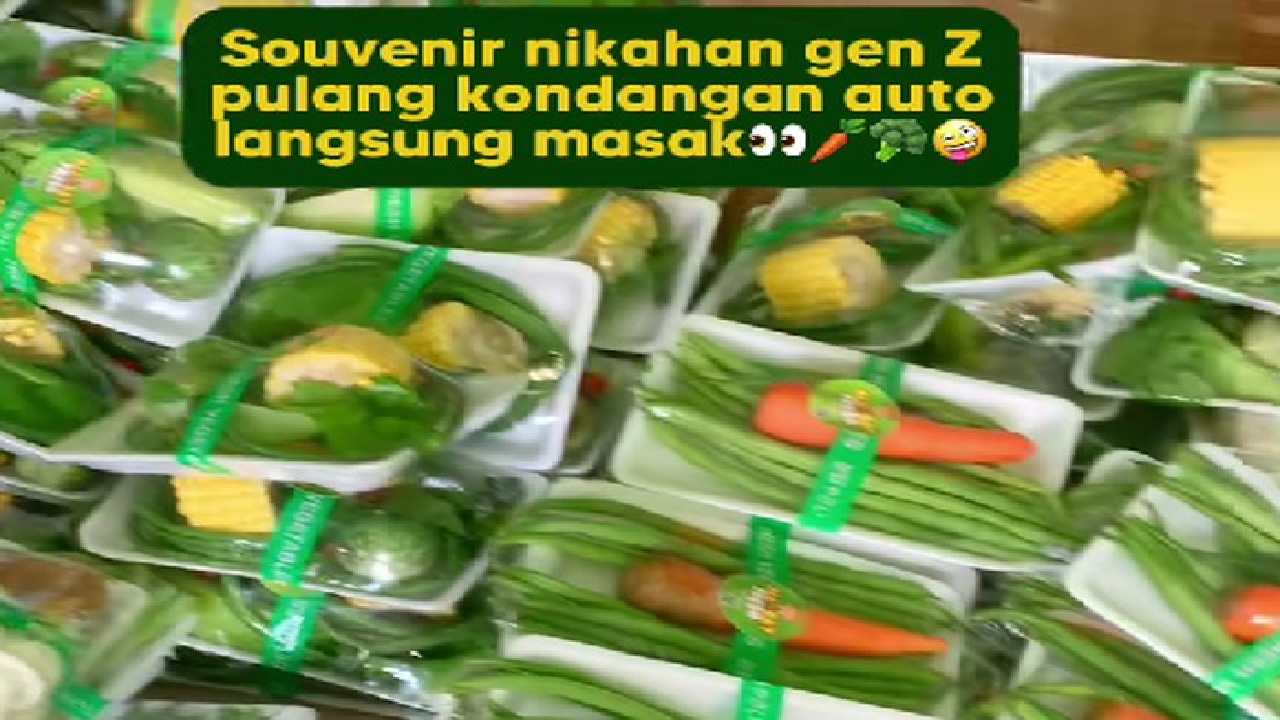 Kondangan Bikin Irit Masak, Pernikahan Viral Souvenirnya Sayur-Sayuran