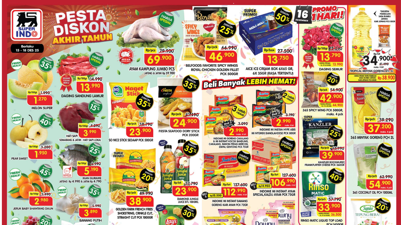Promo Superindo Jelang Natal 2025 Superindo: Minyak Goreng Tropical 2L Cuma Rp34 Ribuan