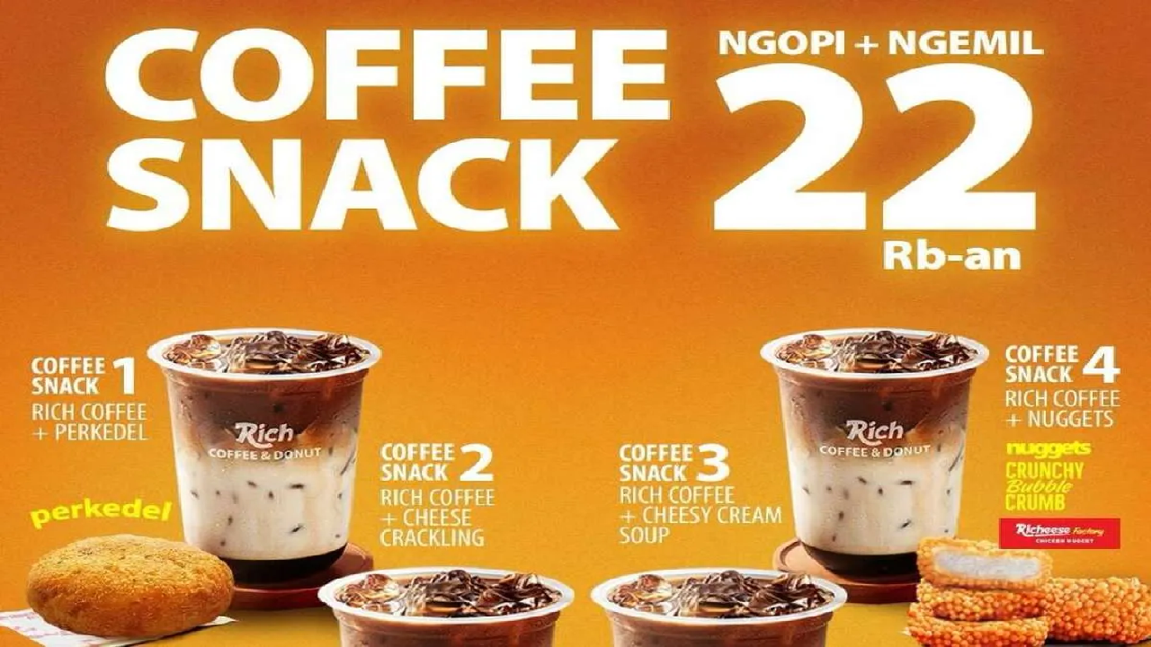 Terbaru! Promo Richeese Factory Coffee Snack: 4 Paket Ngopi dan Ngemil Mulai Rp20.000an