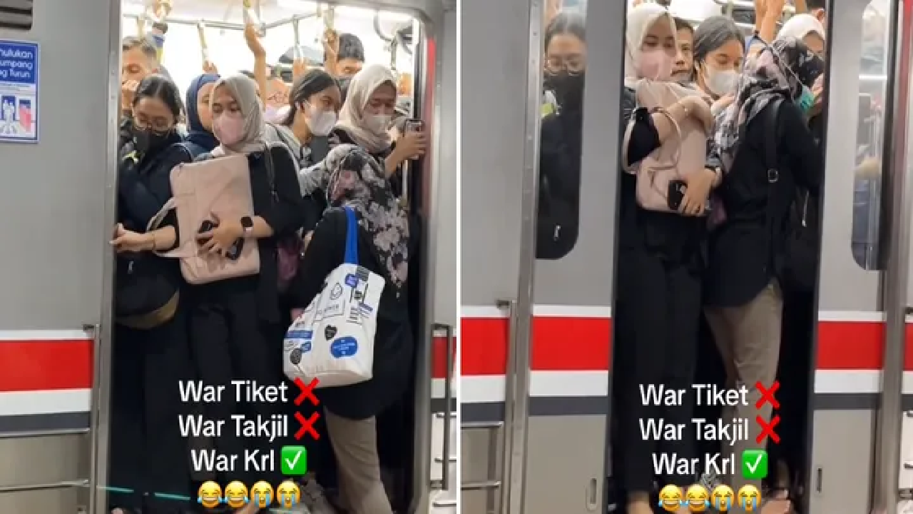 Viral Wanita Serobot Masuk KRL Padahal Gerbong Sudah Penuh