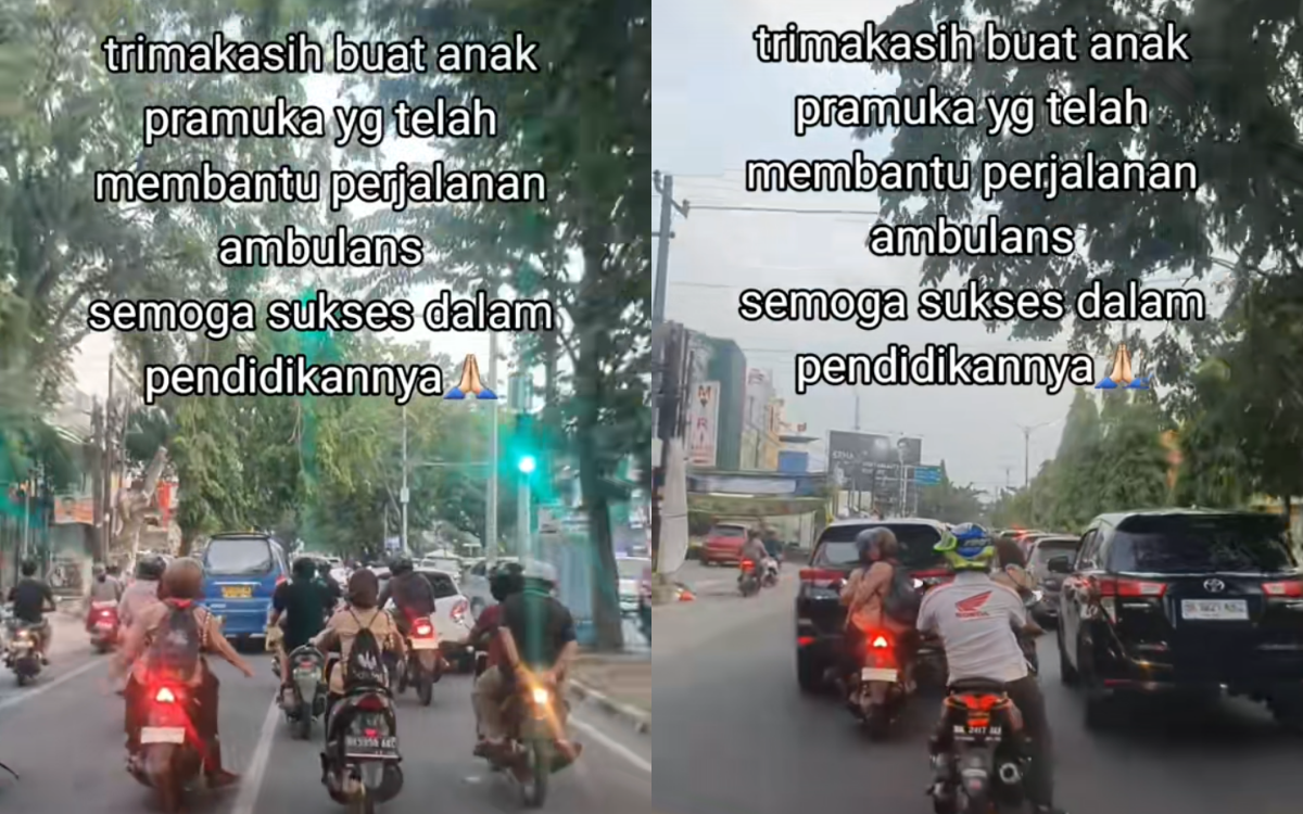 Viral video Rombongan Anak Pramuka Membuka Jalan Mobil Ambulans untuk Lewat, Netizen: Salut!