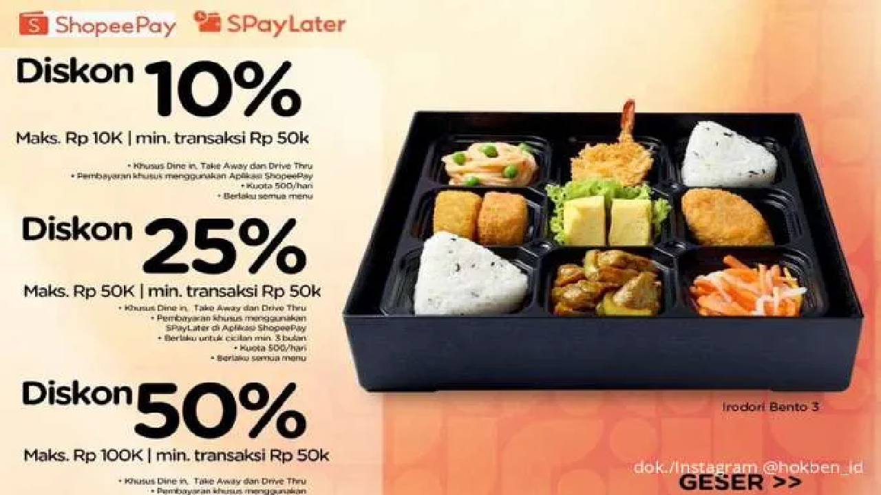 Berlaku Mulai Hari Ini! Ambil Sekarang Promo Hokben: Bayar Pakai Spaylatter Diskon 50 Persen
