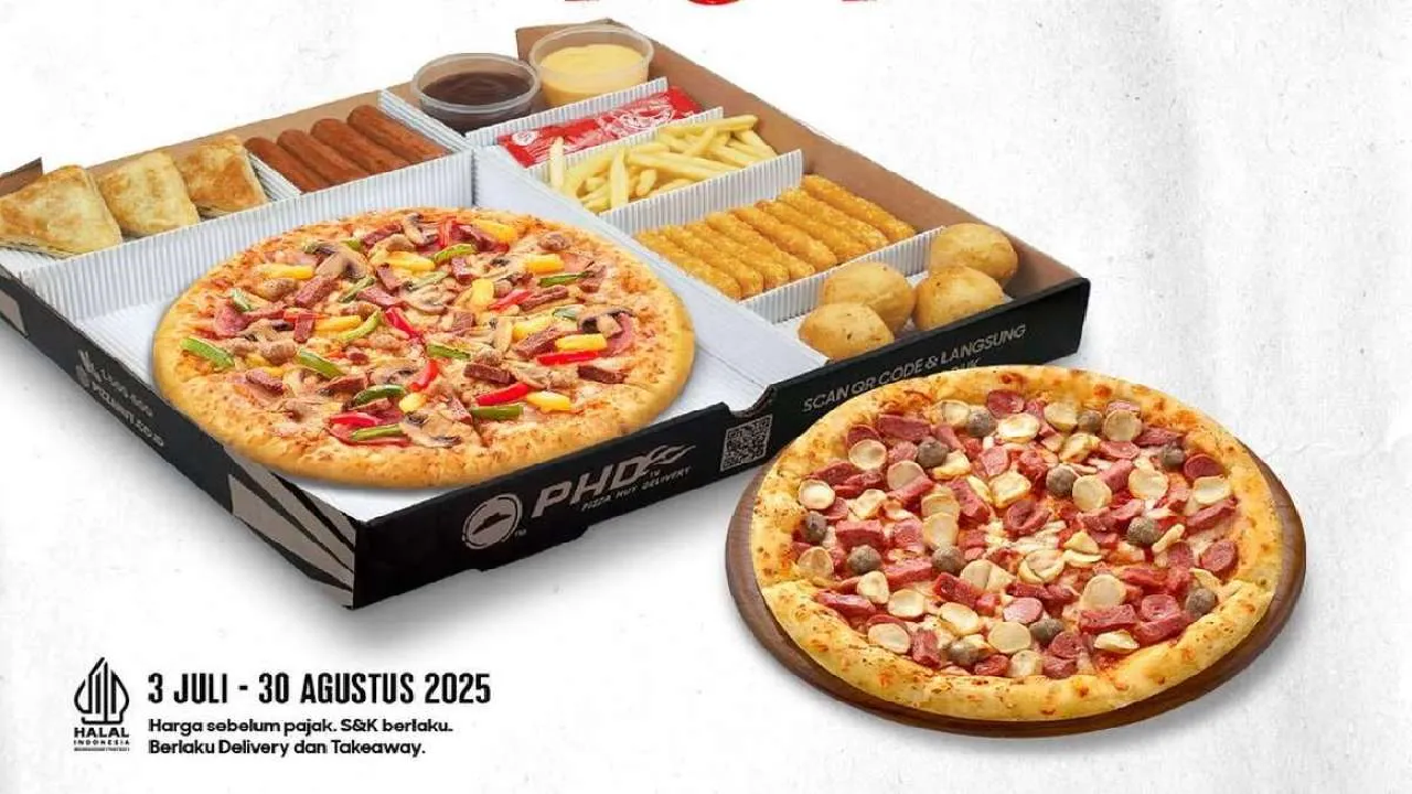 Promo PHD Berlaku Jumat-Minggu Agustus 2025: 2 Pizza + 5 Snack Harga Spesial
