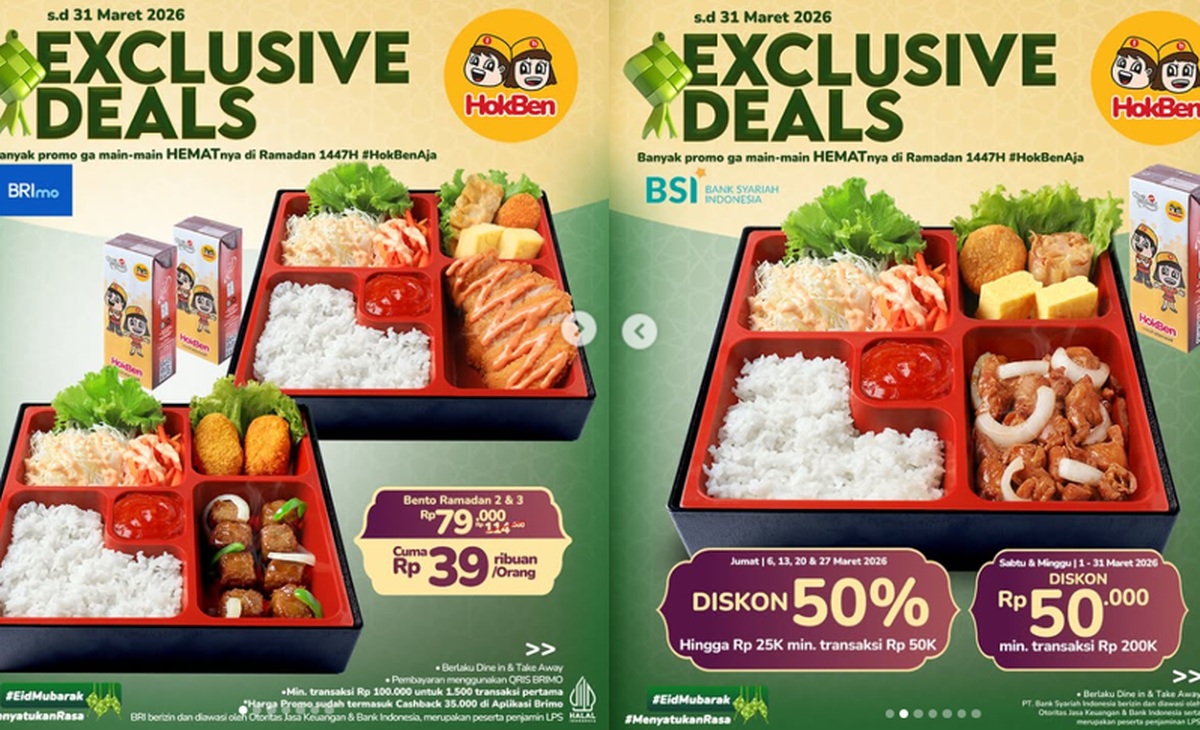 Daftar Promo HokBen Ramadan 2026: Diskon Bento Mulai Rp39 Ribu hingga Cashback 50 Persen