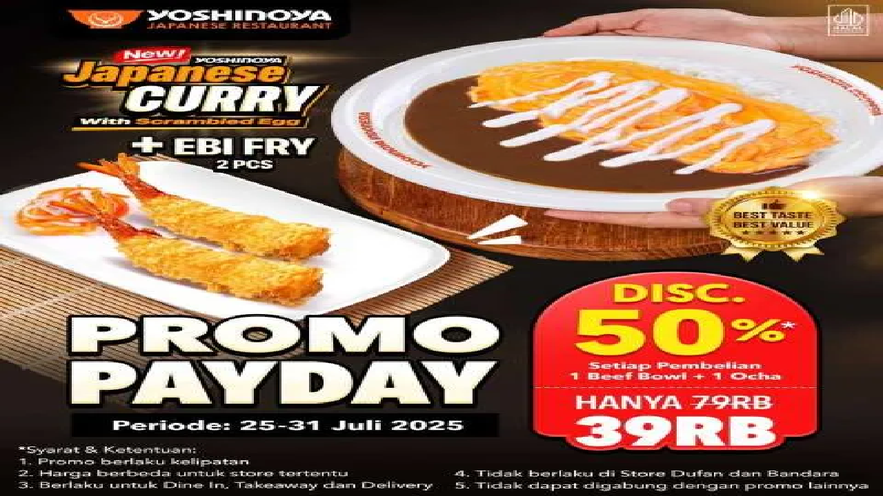 Promo Pay Day Yoshinoya: Japanese Curry Scrambled Egg Cuma Setengah Harga
