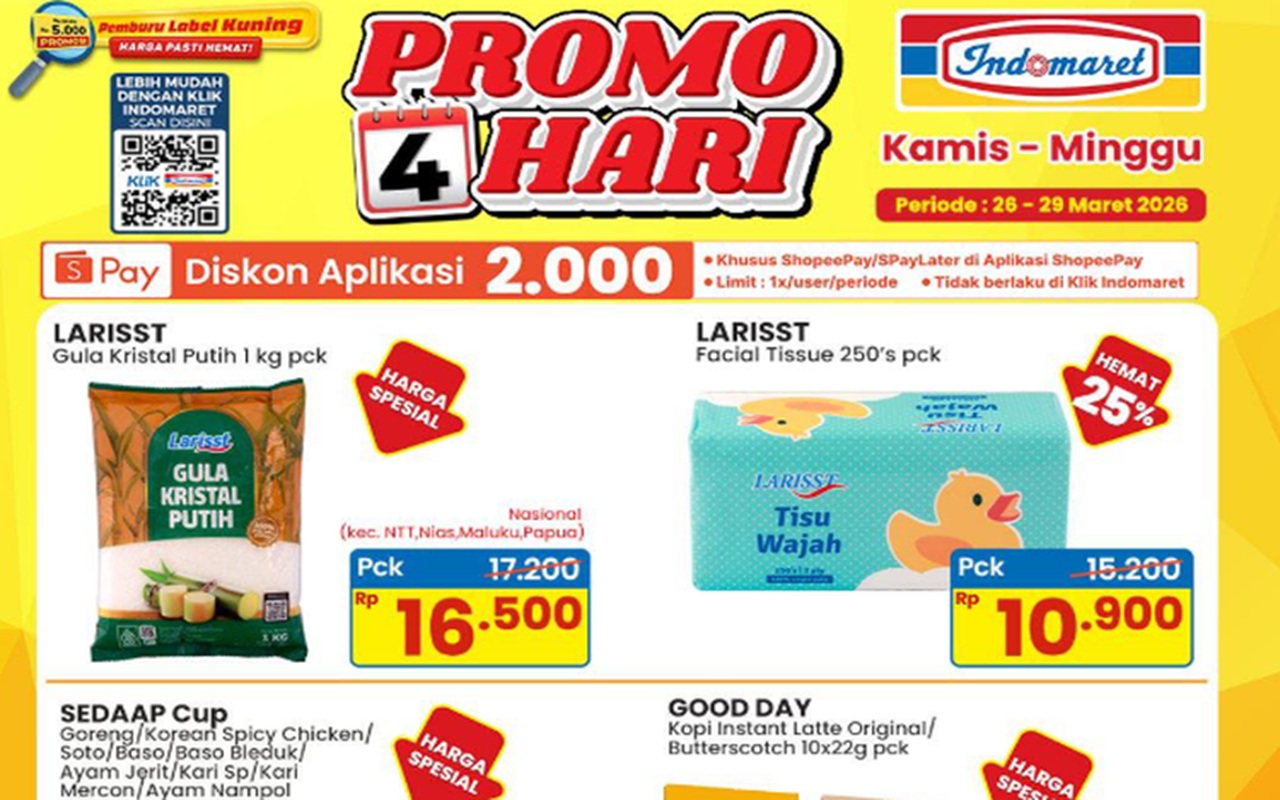 Promo Indomaret Hari Ini 4 April 2026, Diskon 4.4 Beli 1 Gratis 1