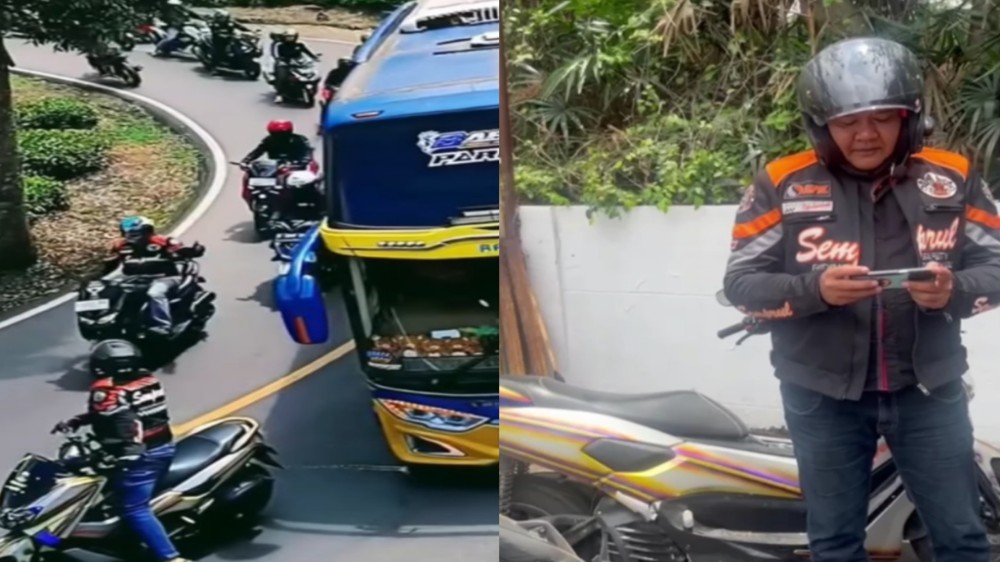 Viral Aksi Arogan Pengendara Motor Hentikan Bus di Jalan Turunan Ciwidey, Berujung Minta Maaf