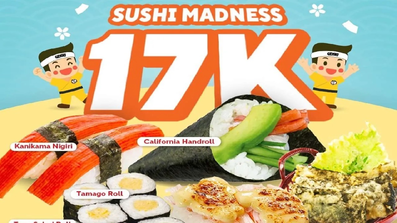 Promo Genki Sushi April 2026, 16 Lebih Menu Sushi Favorit Harga Terjangkau!