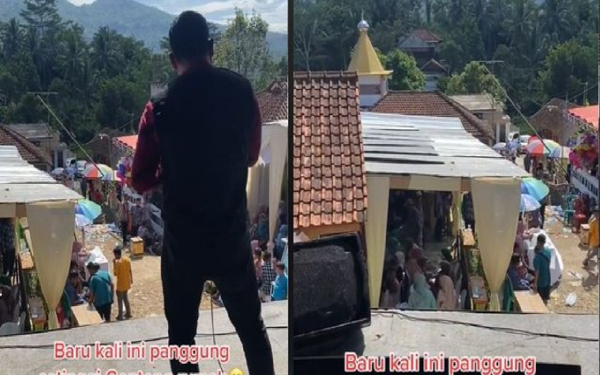 Viral Acara Pernikahan Panggungnya Setinggi Atap Rumah!