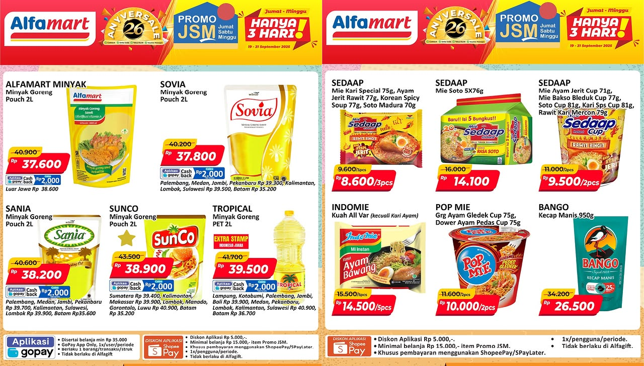 Beli Mie Instan Harga Murah! SIKAT Sekarang Promo JSM Alfamart 19-21 September 2025
