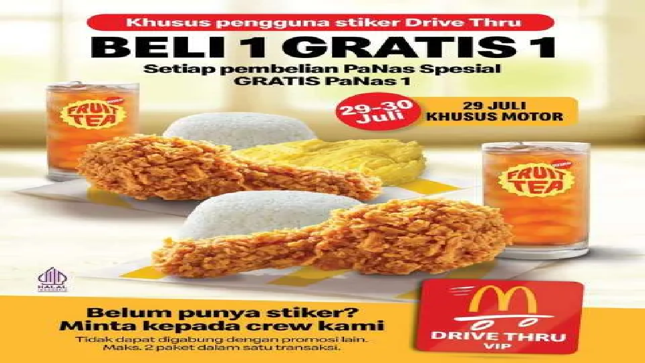 Promo 2 Hari McD Khusus Pengguna Stiker Drive Thru: Beli 1 Gratis 1 Menu PaNas!