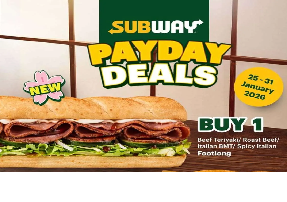 Tanggal Gajian Jadi Hemat, Ambil Sekarang Juga Promo Subway Payday Deals Tawarkan Beli 1 Gratis 1 Delivery
