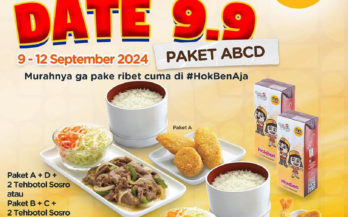 Nikmati Promo Paket ABCD Spesial 9.9 di Hokben: Makan Kenyang Hanya Rp 49 Ribu!