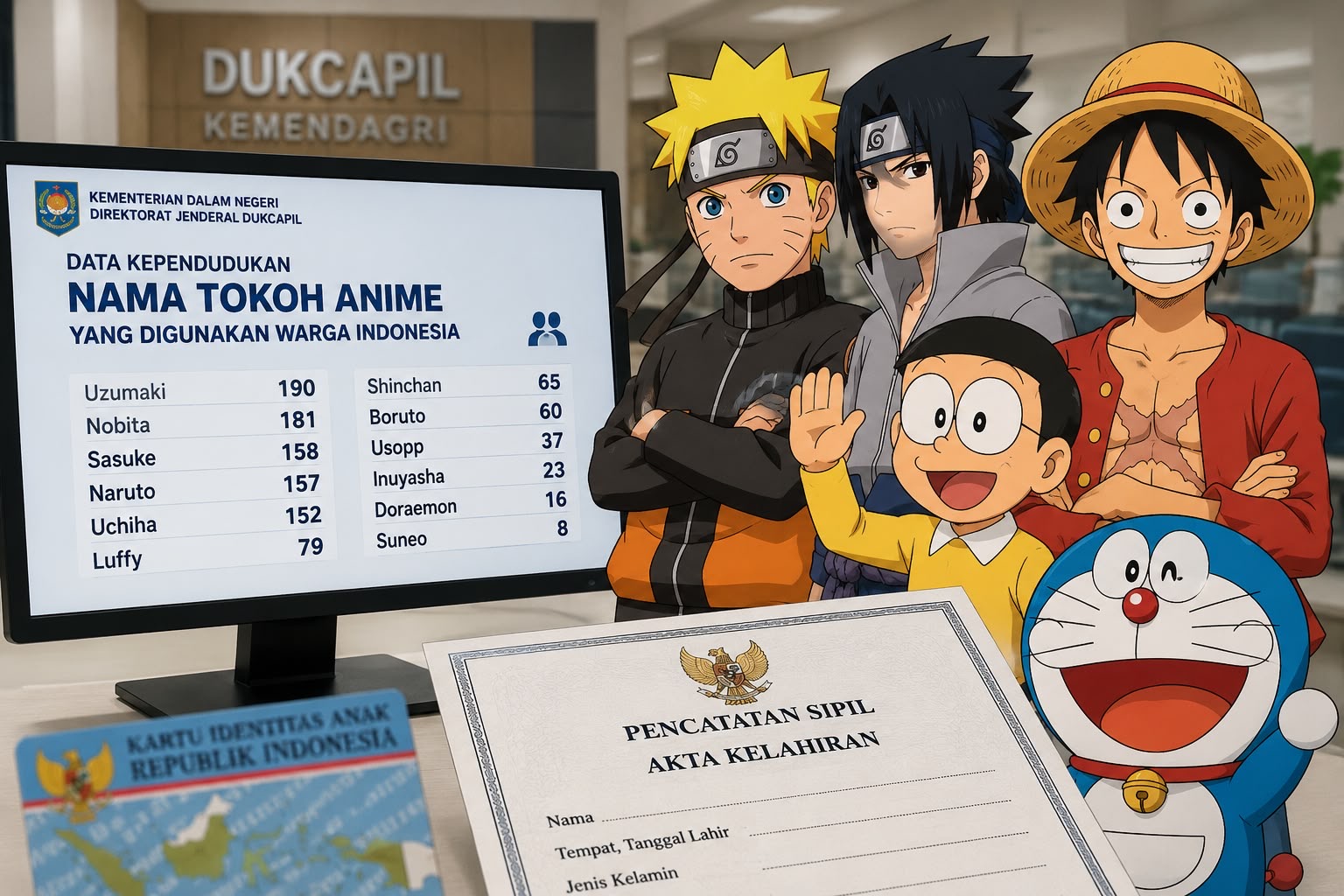 Negeri Wakanda Makin Nyata! Dukcapil Bongkar Ribuan Warga Bernama Naruto, Sasuke, Justin Bieber sampai Ariana Grande