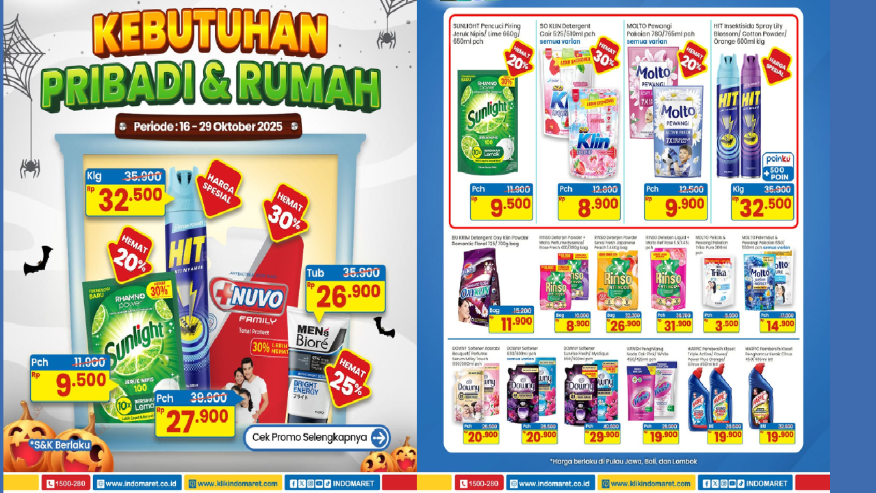 Promo JSM Indomaret 17-19 Oktober 2025: Deterjen Cuci Baju Mulai Harga Rp 8 Ribuan