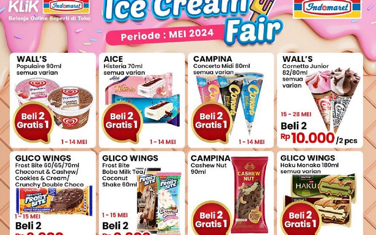 Nikmati Promo Ice Cream Fair Indomaret di Bulan Mei 2024: Ada Diskon Spesial Khusus Buatmu!
