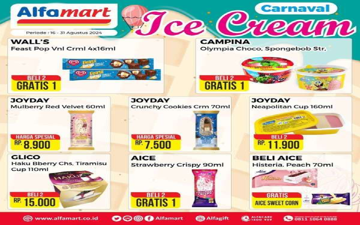 Promo Es Krim AICE Beli 2 Gratis 1 di Indomaret