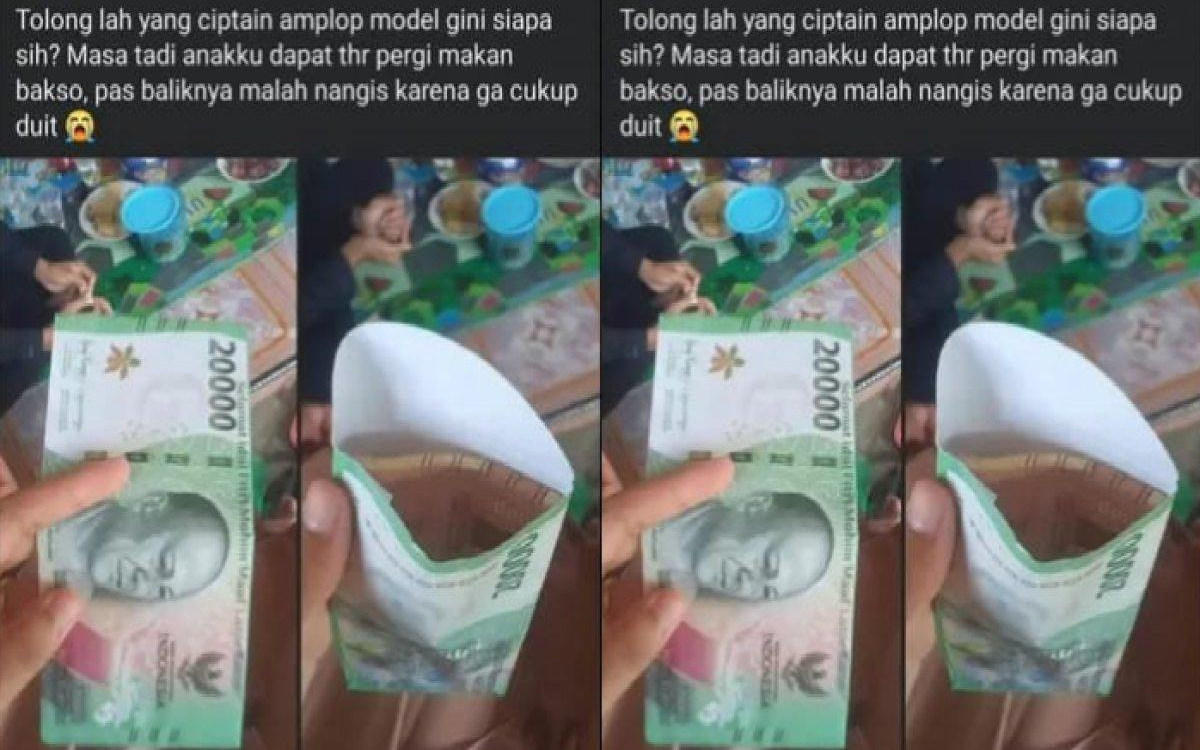 Kocak! Bocah Tertipu Amplop THR, Luarnya Mewah Isinya Zonk