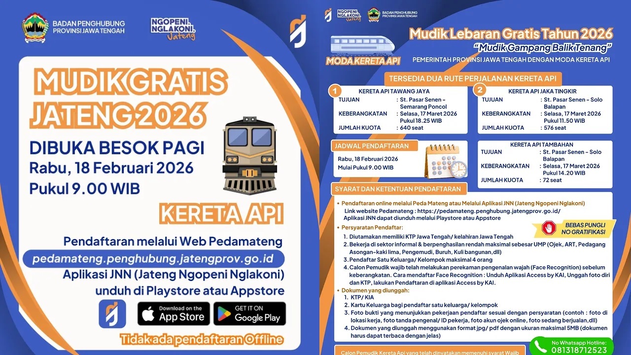 RESMI Dibuka! Serbu Sekarang Program Mudik Gratis Jateng 2026, Ini Syarat yang Wajib Dipenuhi