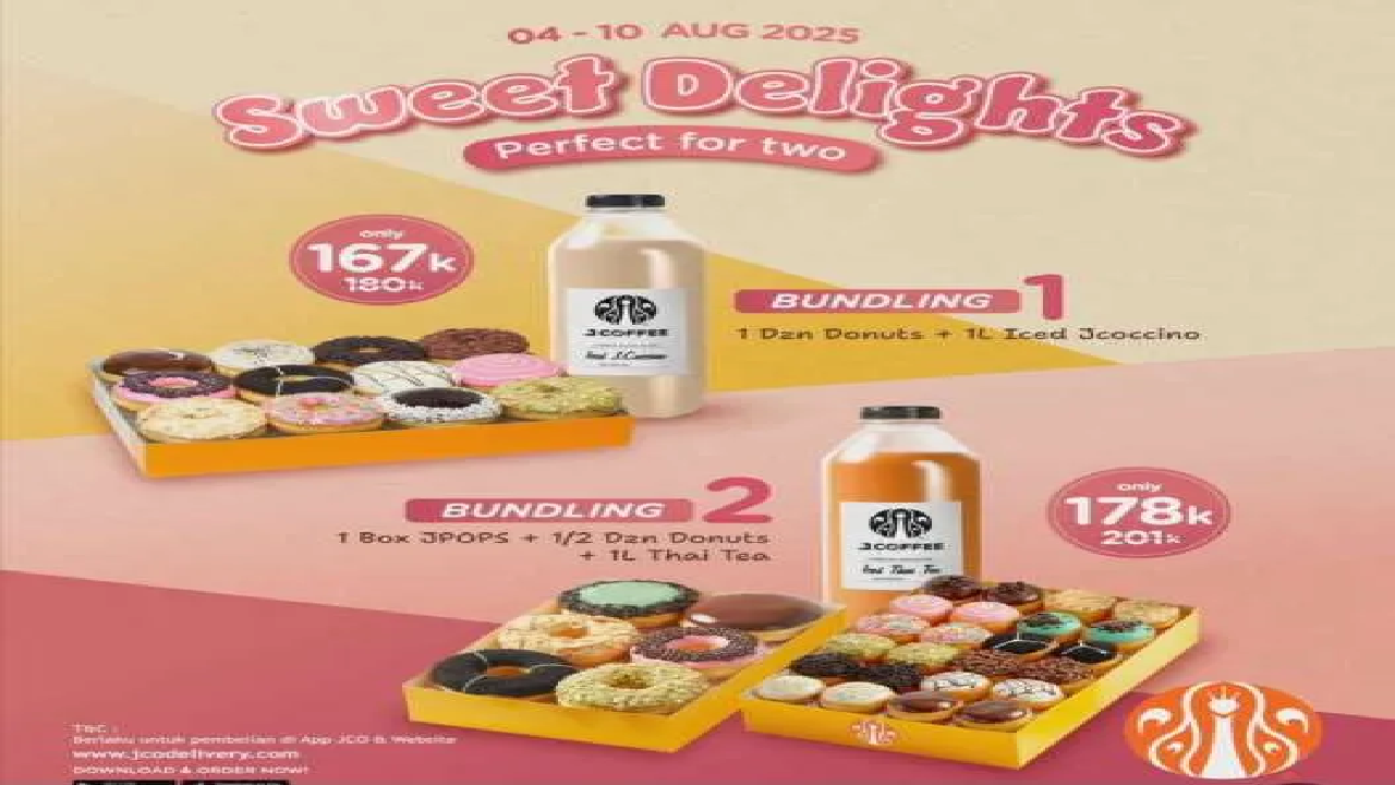 Ambil Sekarang Promo Bundling JCO Sweet Delights Sampai 10 Agustus: Donut + 1 Liter Minuman Harga Spesial